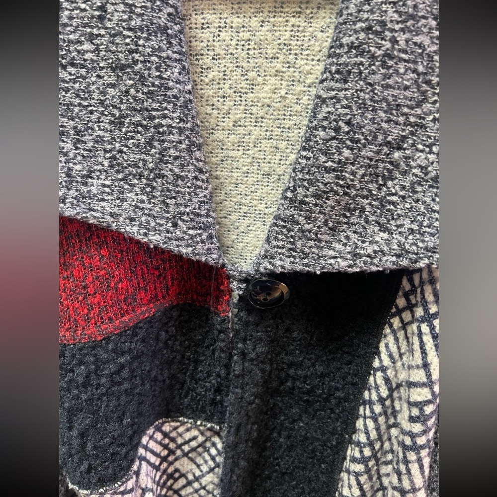 Multiples Patchwork Knit Navy Blue, White, Red Ca… - image 4